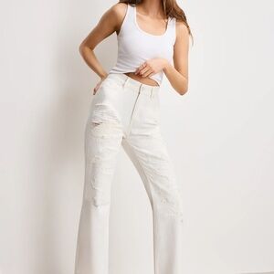 Good American White Distressed Flare Jeans - The Khloe Jean - Size 16